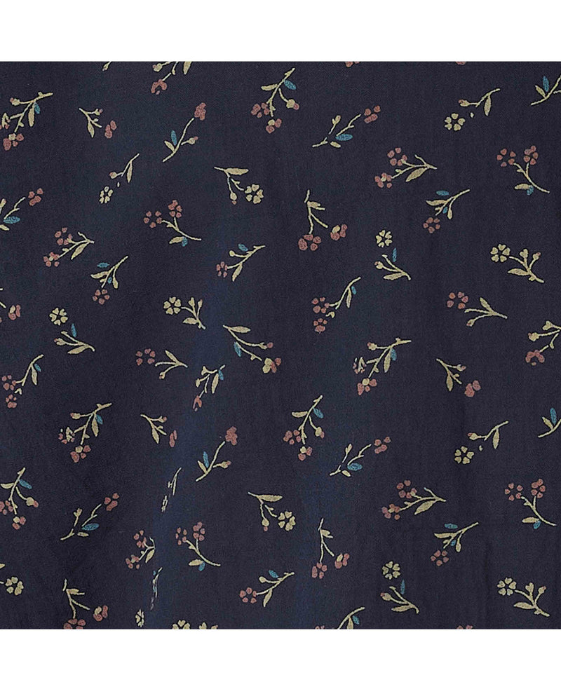 Navy Stretch Cotton Classic Fit Floral Casual Shirt