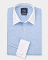 Blue Textured Cotton Puppytooth Classic Fit Winchester Dress Shirt - French Cuff