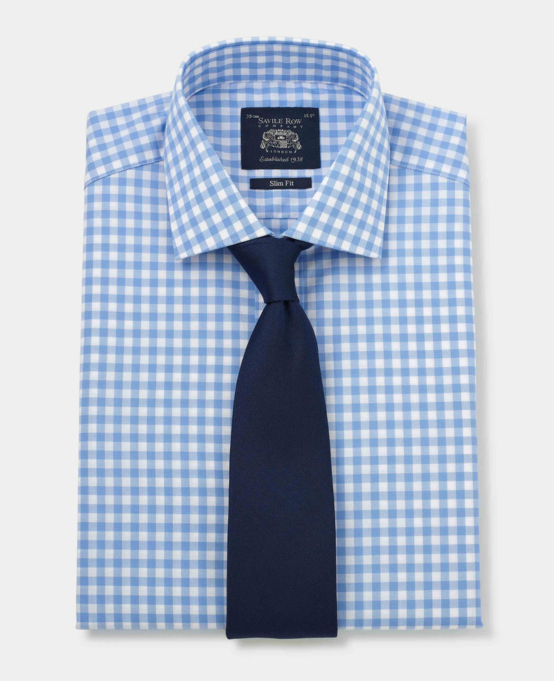 Men's Slim Fit Shirt in Blue White Check