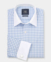 Blue White Cotton Gingham Check Classic Fit Winchester Dress Shirt - French Cuff
