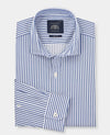 Blue White Stretch Cotton Slim Fit Striped Smart Casual Shirt
