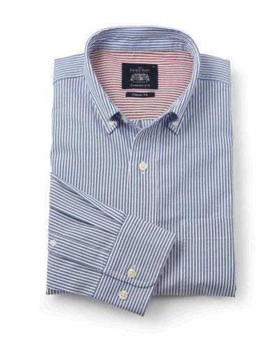 Blue White Stripe Classic Fit Button-Down Shirt