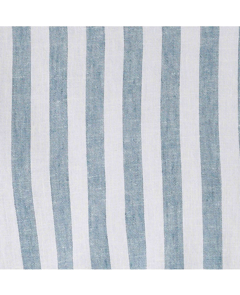 Blue White Variegated Stripe Cotton Linen Classic Fit Button-Down Casual Shirt