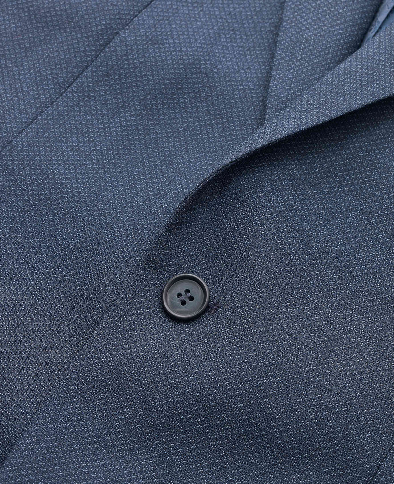 Blue Wool-Blend Micro Pattern Jacket Fabric Detail