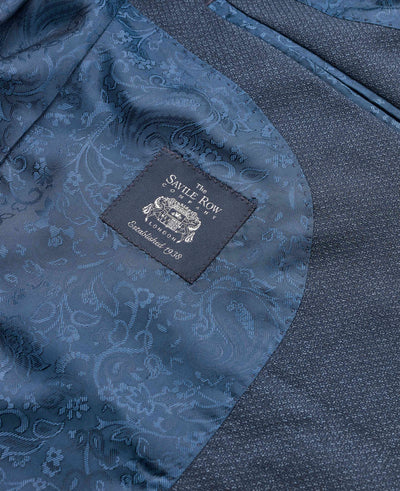 Blue Wool-Blend Micro Pattern Jacket