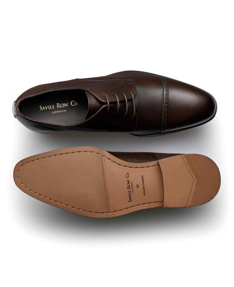 Brown Leather Capped Derby Shoes