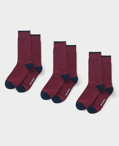 Men's Burgundy Three Pack Socks