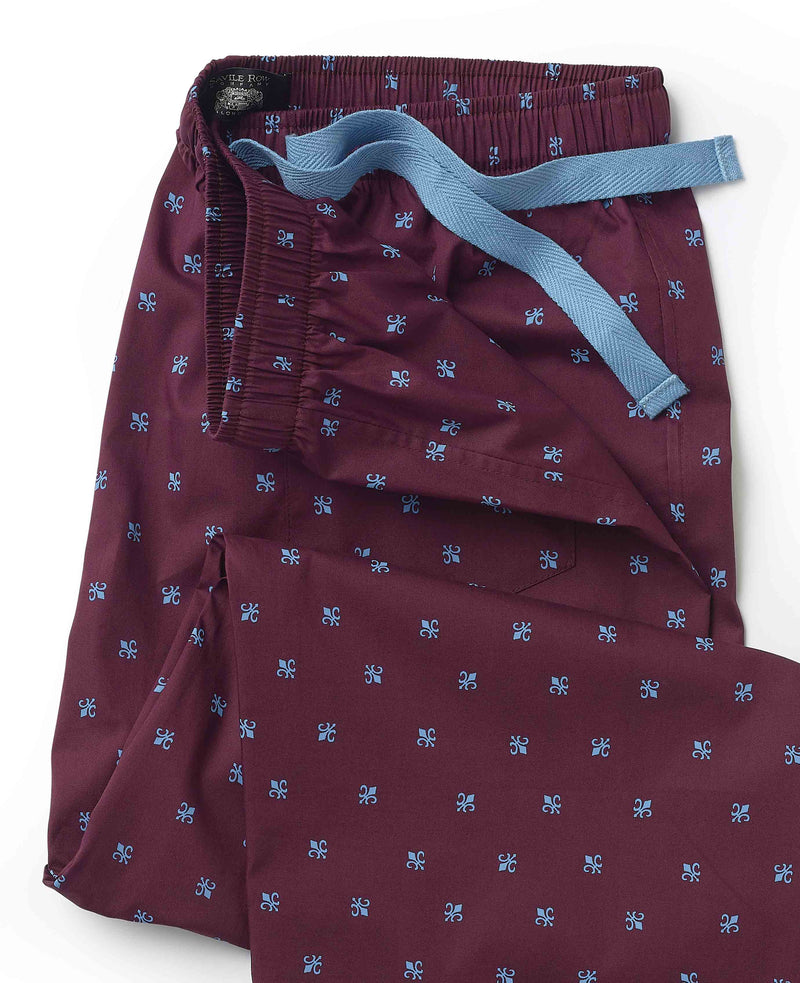 Burgundy Paisley Cotton Lounge Pants