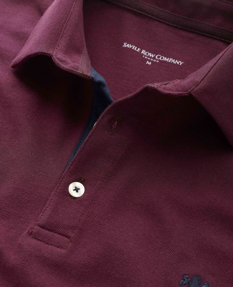 Burgundy Long Sleeve Polo Shirt