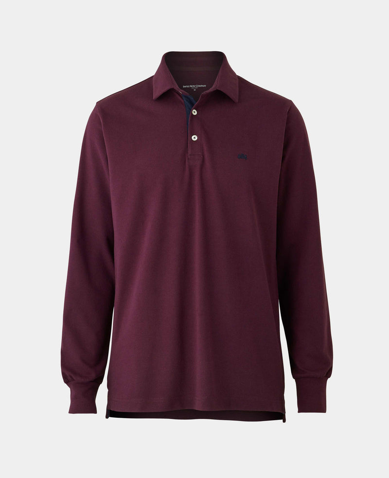 Burgundy Long Sleeve Polo Shirt