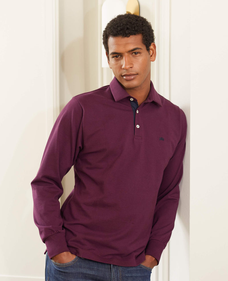 Burgundy Long Sleeve Polo Shirt