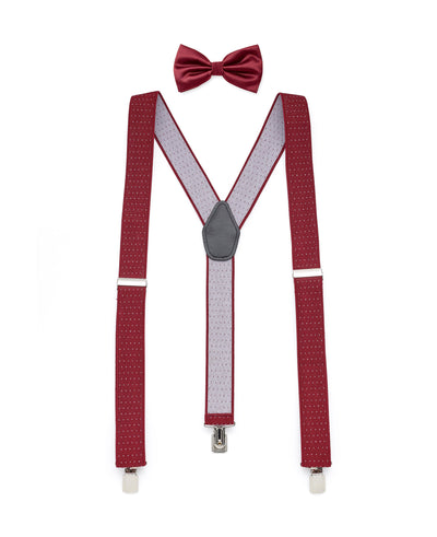 Men's Burgundy & White Pindot Adjustable Braces