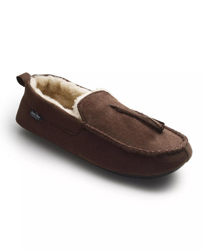 Men's Chocolate Microsuede Moccasin Slippers