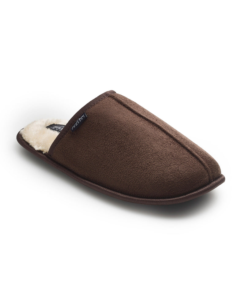 Men's Chocolate Microsuede Mule Slippers