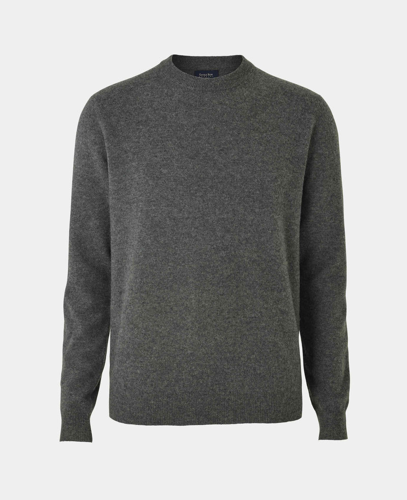 Dark Grey Merino Wool Cashmere Crew Neck Jumper