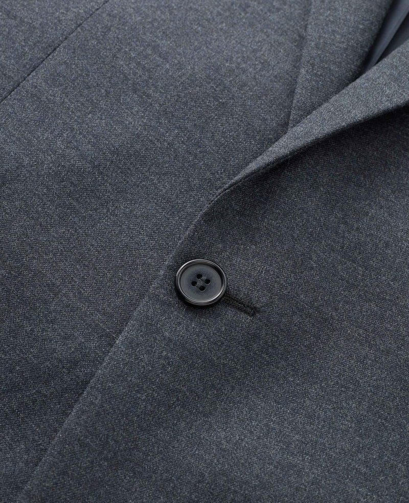 Dark Grey Wool-Blend Tailored Suit Jacket - Fabric Detail - MFJ364GRY