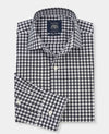 Dark Navy Gingham Check Slim Fit Dress Shirt - Single Cuff