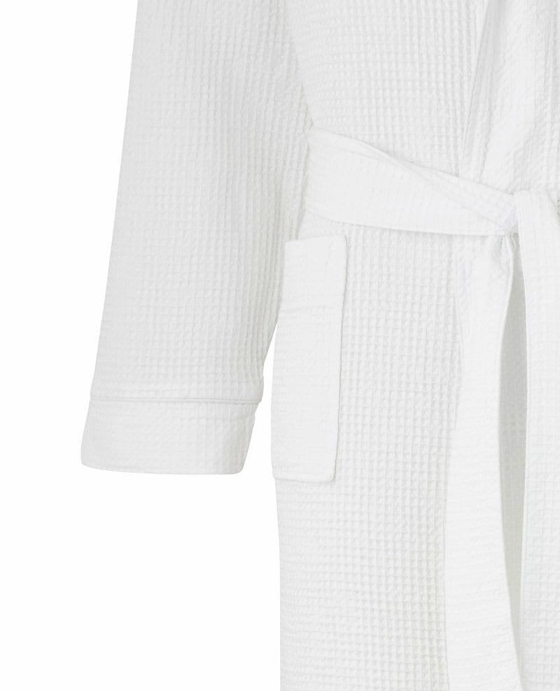 White Cotton Waffle Dressing Gown