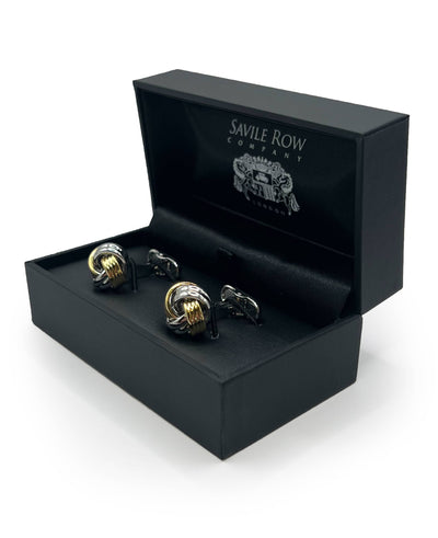 Gold Silver Tone Rhodium Plated Knot Cufflinks