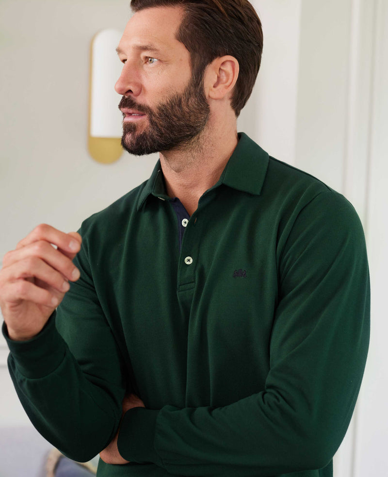 Dark Green Long Sleeve Polo Shirt