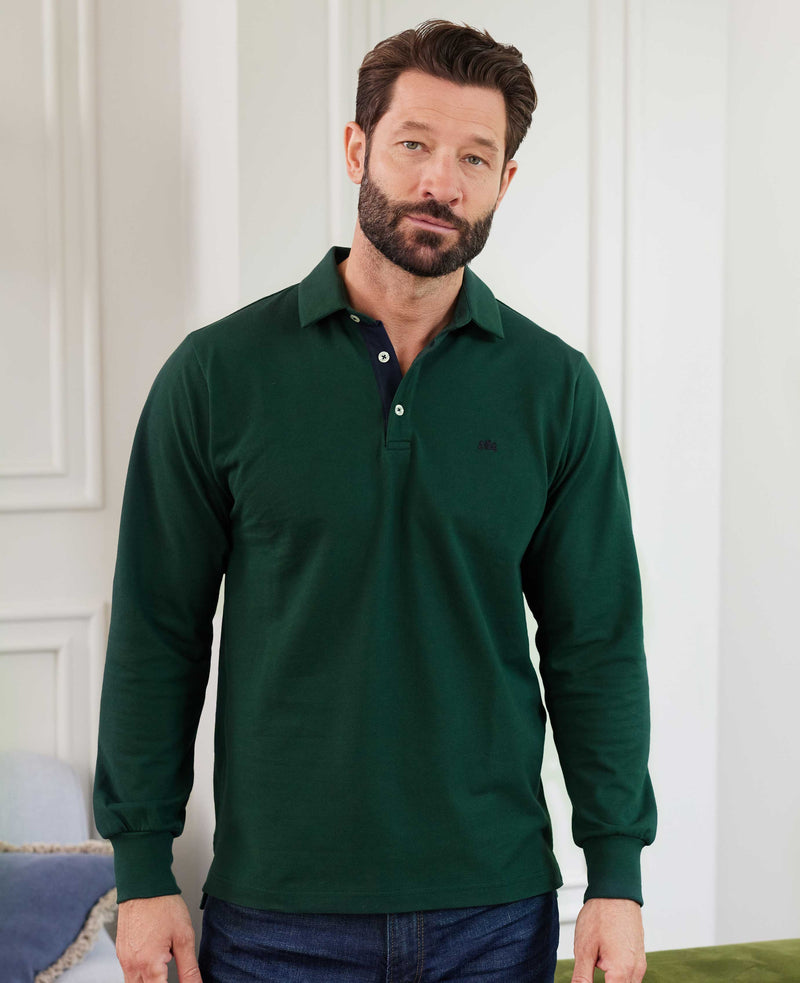 Dark Green Long Sleeve Polo Shirt