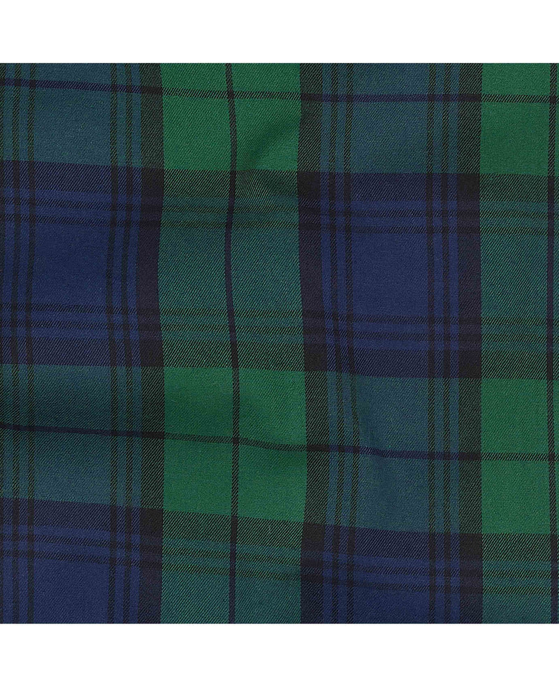 Green Navy Check Brushed Cotton Lounge Pants