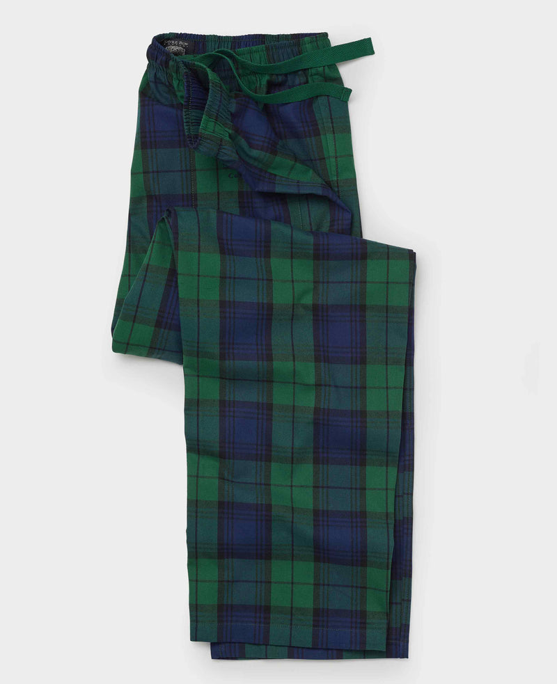 Green Navy Check Brushed Cotton Lounge Pants