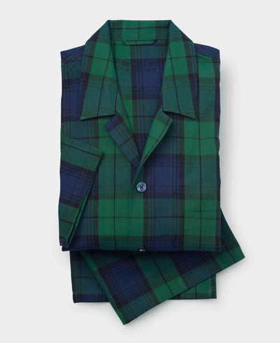 Green Navy Check Brushed Cotton Pyjamas