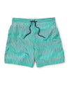 Green White Reverse Stripe Recycled Swim Shorts