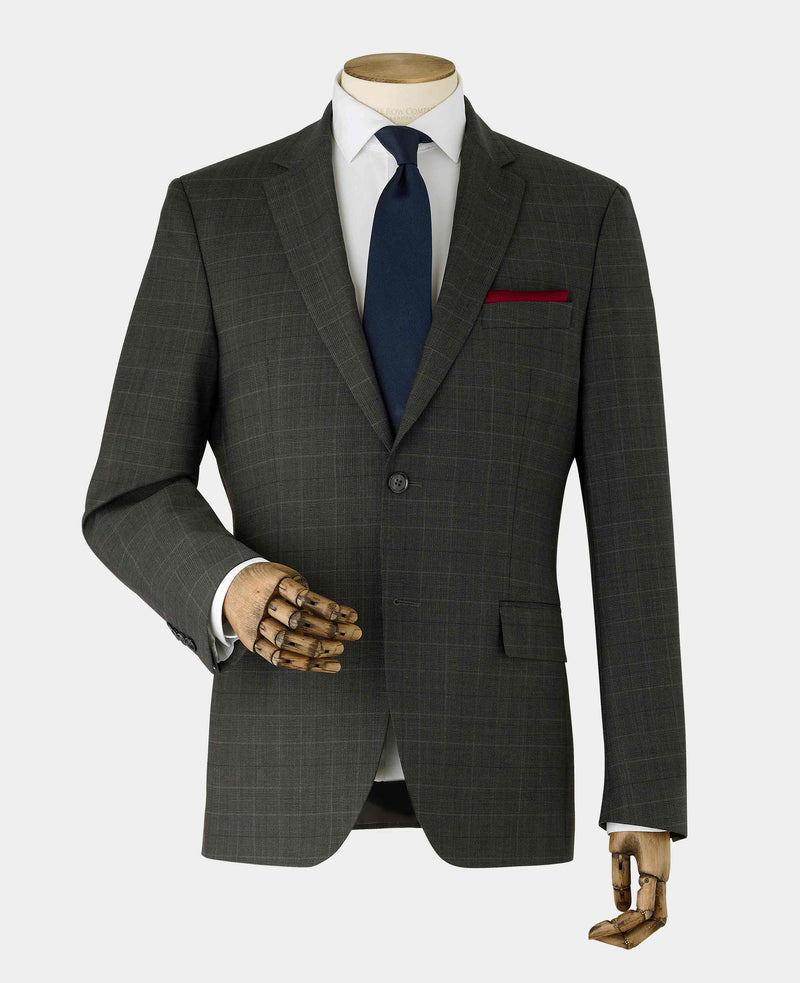 Grey Prince of Wales Check Wool Blend Tailored Suit