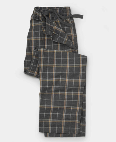 Grey Tan Check Brushed Cotton Lounge Pants