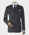 Grey Wool Blend Chalk Stripe Double Breasted Suit Jacket