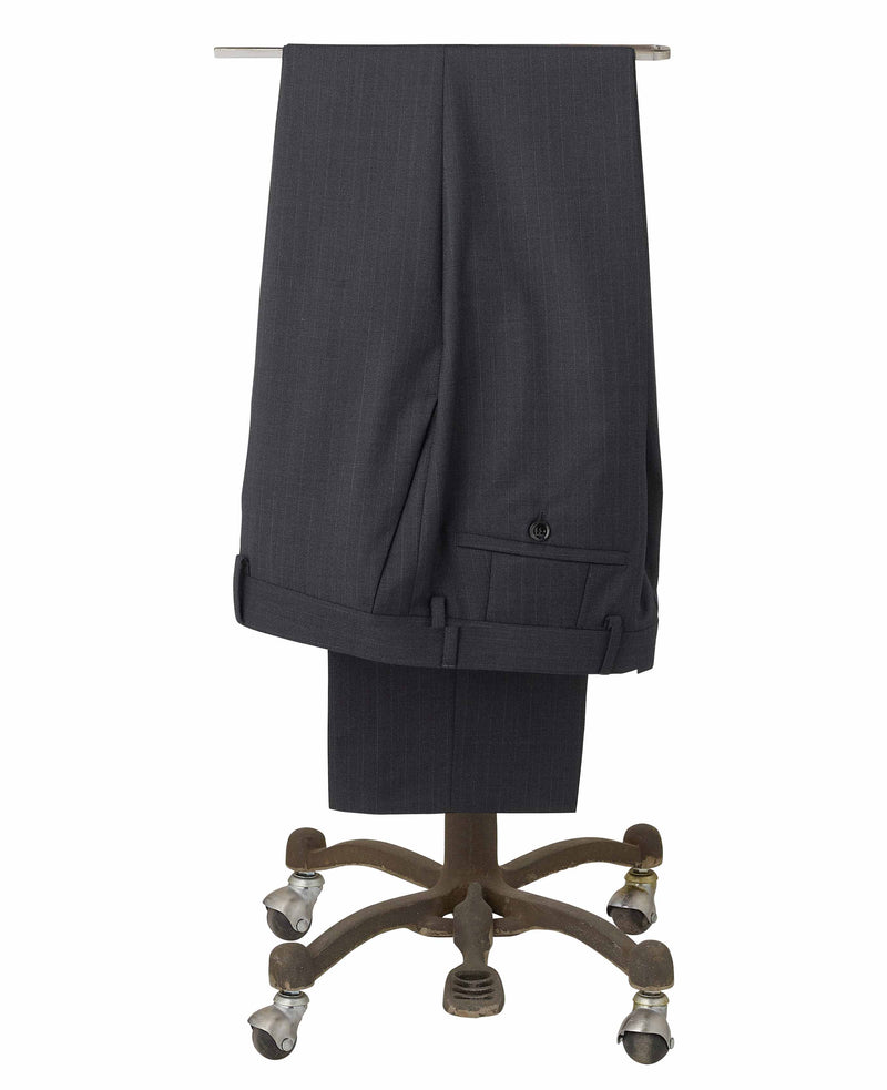Grey Wool Blend Chalk Stripe Suit Trousers