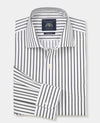 Khaki White Stripe Cotton Classic Fit Dress Shirt - Single Cuff