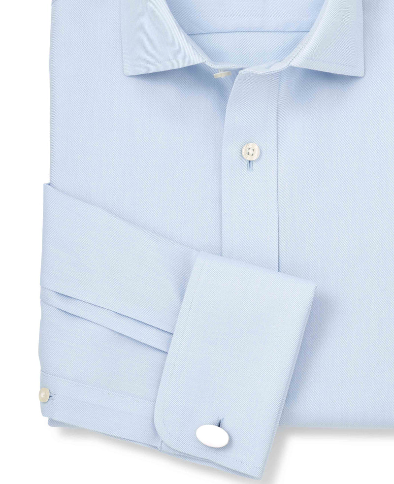 Light Blue Cotton Twill Slim Fit Non-Iron Shirt - French Cuff