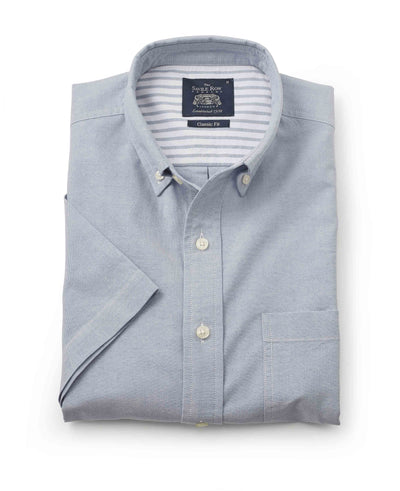 Light Denim Blue Classic Fit Short Sleeve Oxford Shirt