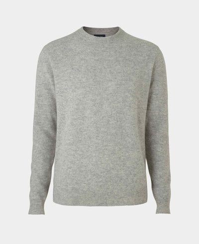 Light Grey Merino Wool Cashmere Crew Neck Jumper