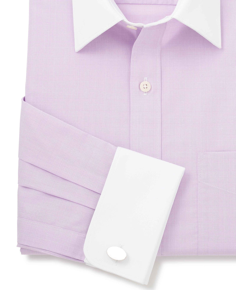 Lilac Cotton Fine Check Classic Fit Winchester Dress Shirt - French Cuff