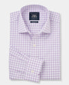 Lilac Cotton Gingham Check Classic Fit Dress Shirt - Single Cuff
