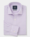 Lilac Cotton Gingham Check Slim Fit Dress Shirt - Single Cuff