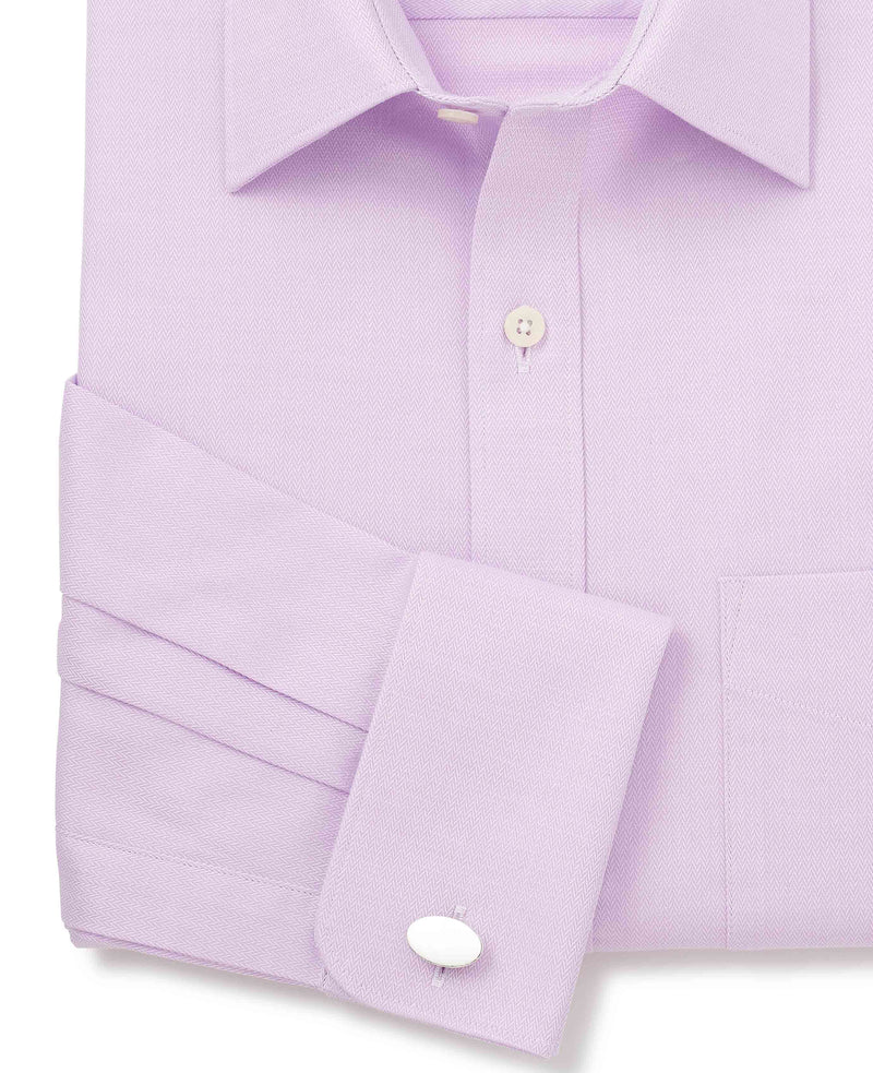 Lilac Cotton Herringbone Classic Fit Dress Shirt - French Cuff