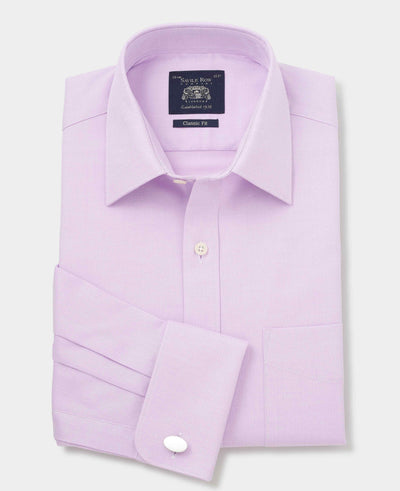 Lilac Cotton Herringbone Classic Fit Dress Shirt - French Cuff