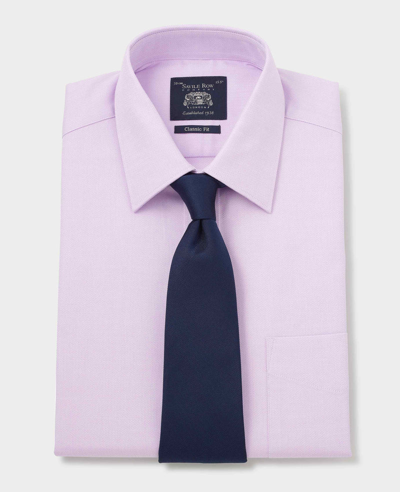 Lilac Cotton Herringbone Classic Fit Dress Shirt - French Cuff