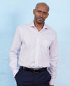 Lilac Cotton Stripe Classic Fit Dress Shirt - Single Cuff