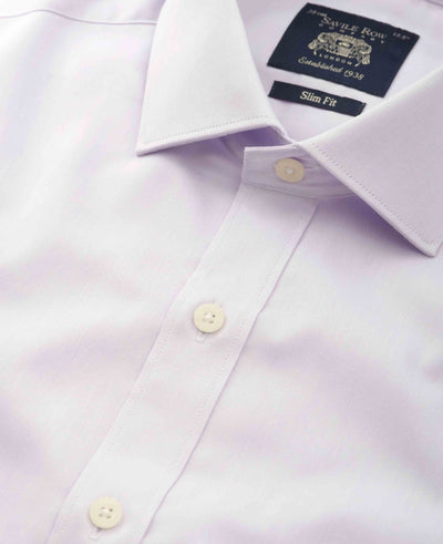 Lilac Cotton Twill Slim Fit Dress Shirt - Single Cuff