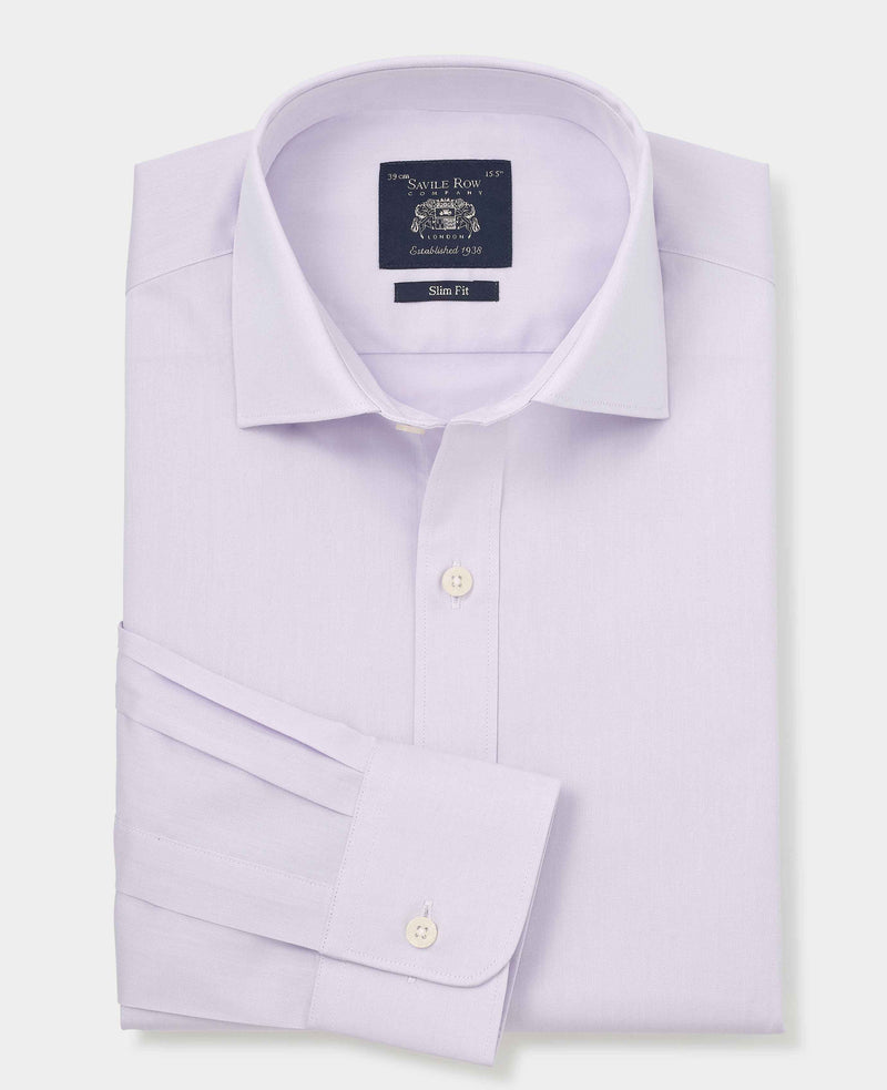 Lilac Cotton Twill Slim Fit Dress Shirt - Single Cuff