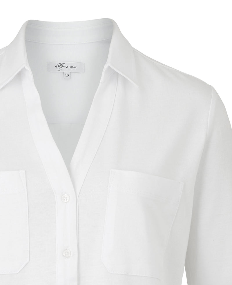 Women's White Cotton Jersey Semi-Fitted Shirt