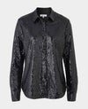 Women's Black Boyfriend Fit Sequin Shirt