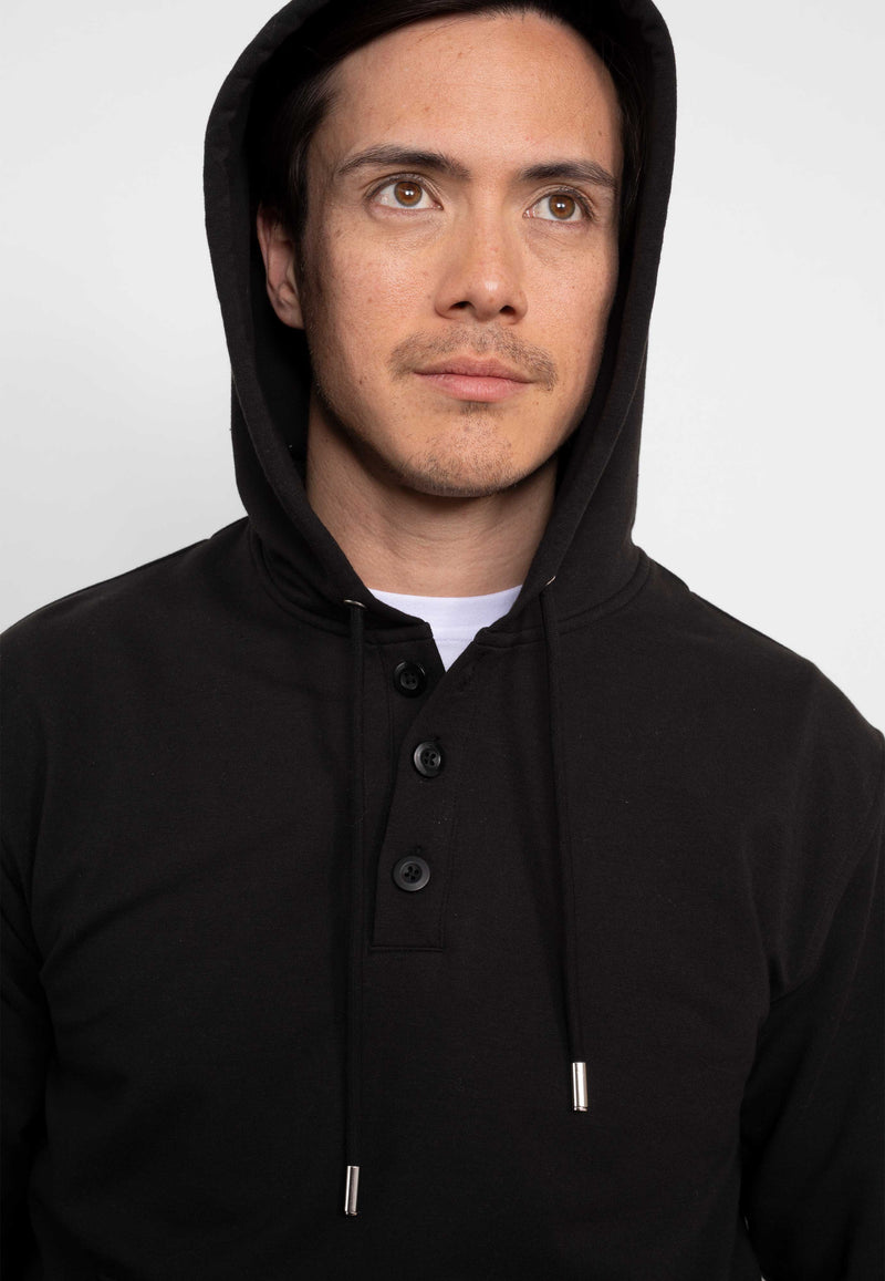 SRW Black Loopback Stretch Cotton Blend Hoodie