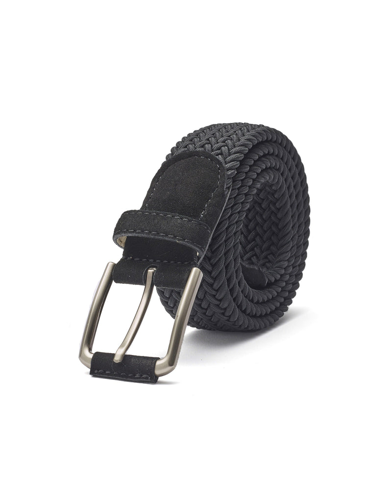 Black Plaited Suede Belt